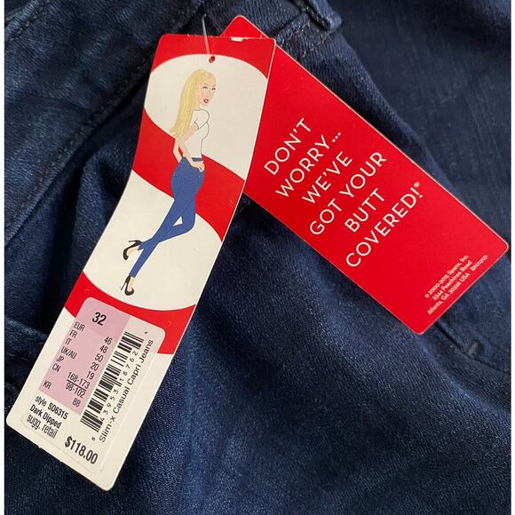 Women's Spanx Slim-X Casual Capri Denim Jeans Dark Dipped Stretch NWT - Picture 10 of 13